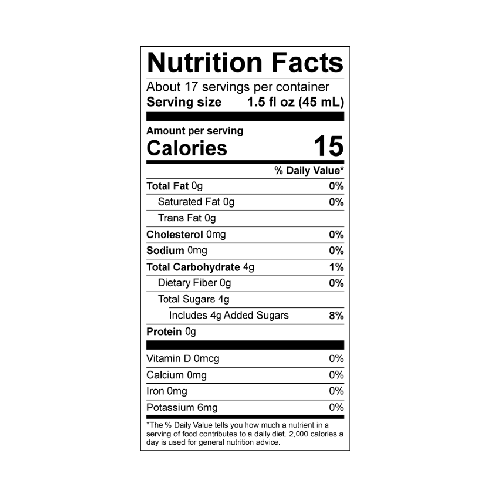 Nowadays High Dose 750ml nutrition facts