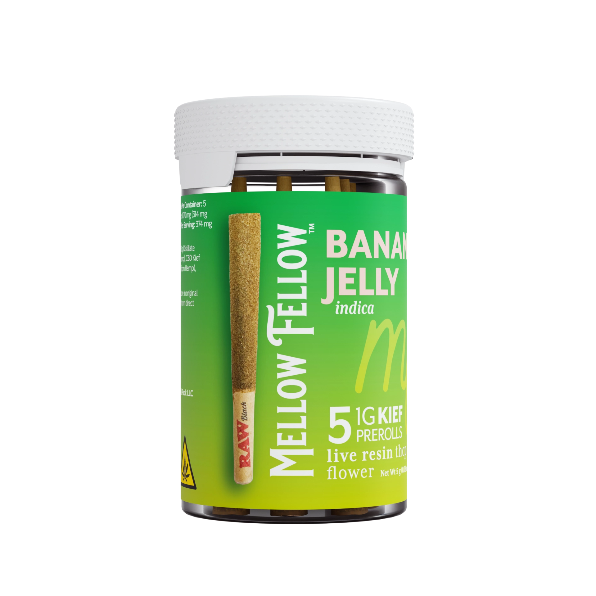 Mellow Fellow Banana Jelly 5g THCp Kief Pre-Rolls (5 Pack) package