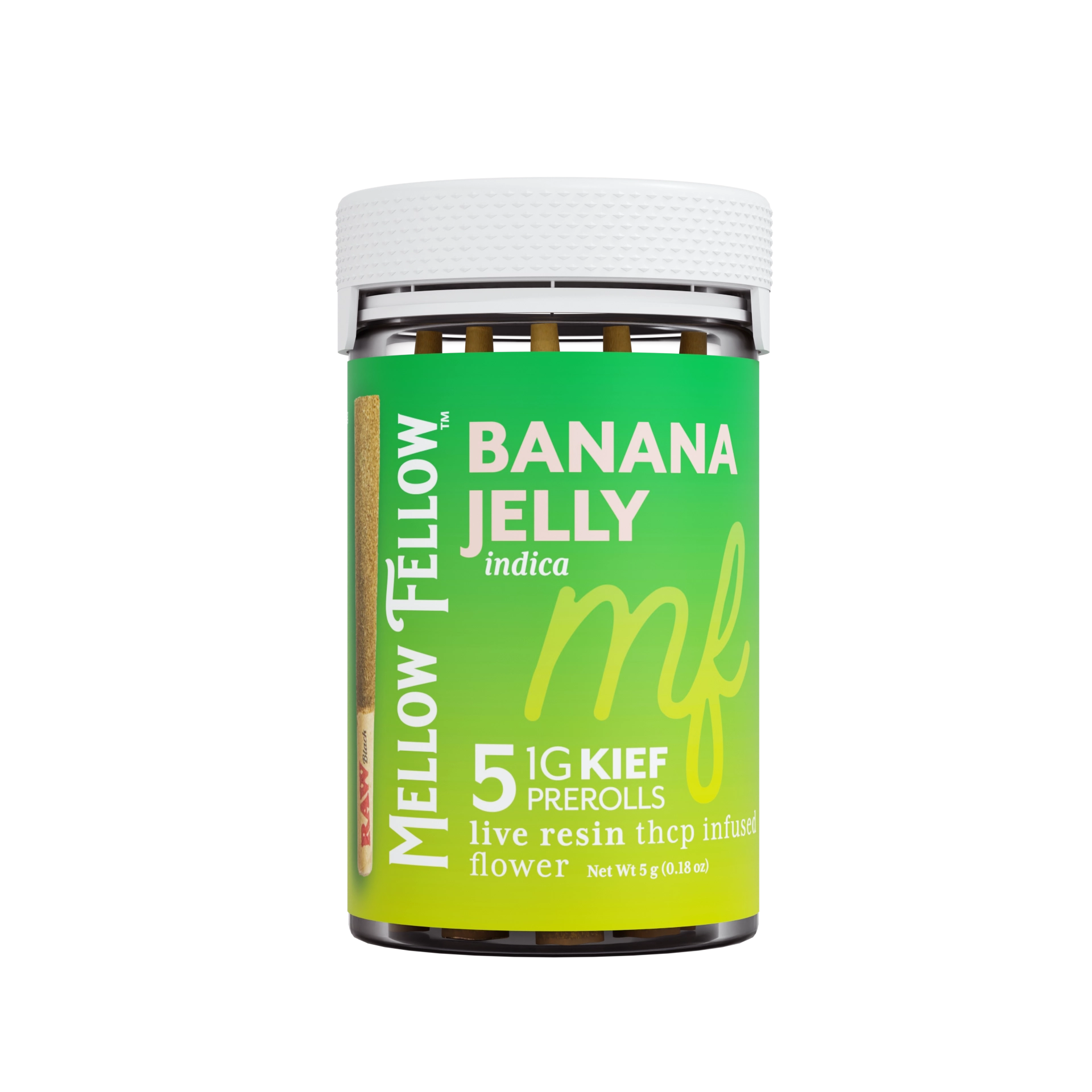 Mellow Fellow Banana Jelly 5g THCp Kief Pre-Rolls (5 Pack) package