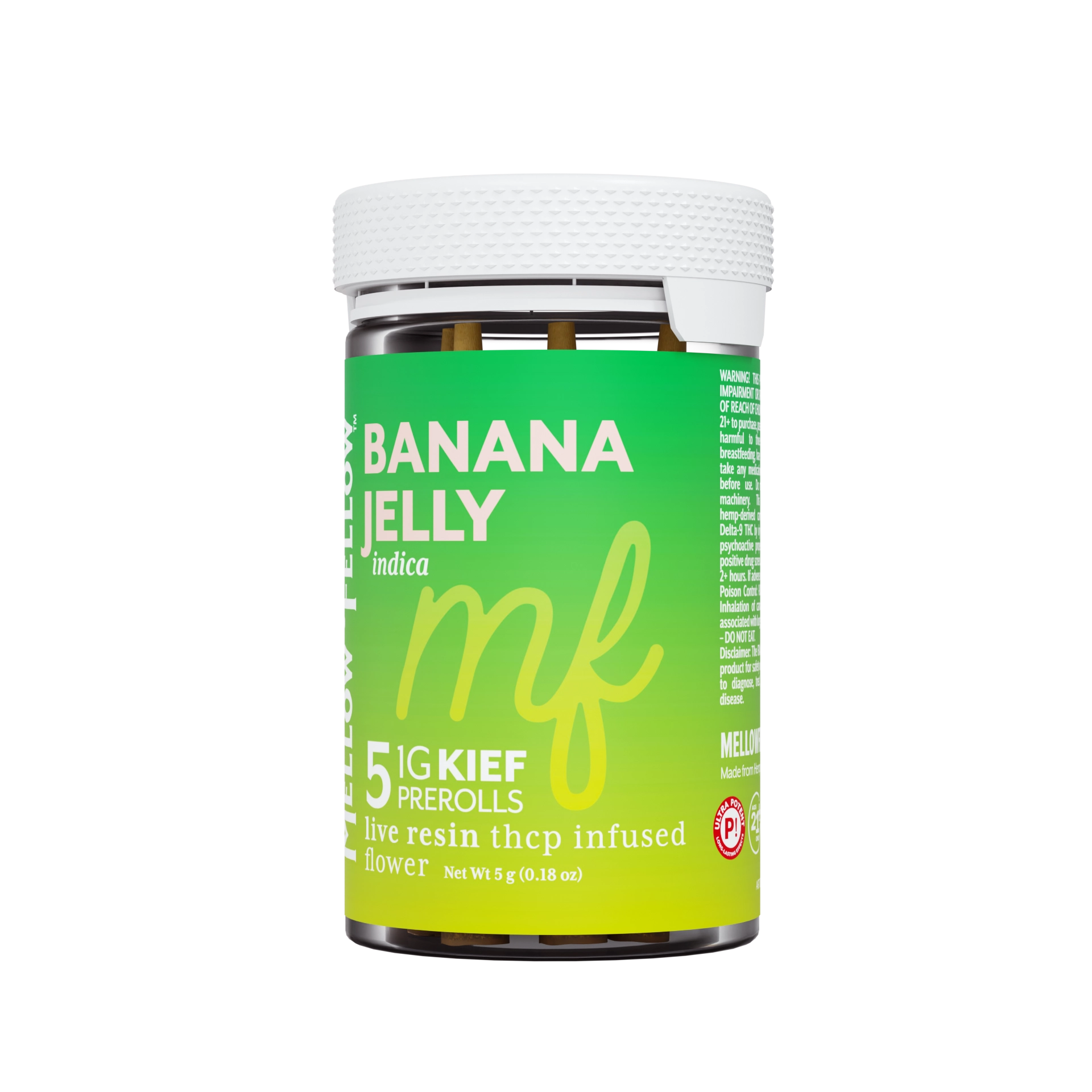 Mellow Fellow Banana Jelly 5g THCp Kief Pre-Rolls (5 Pack) package
