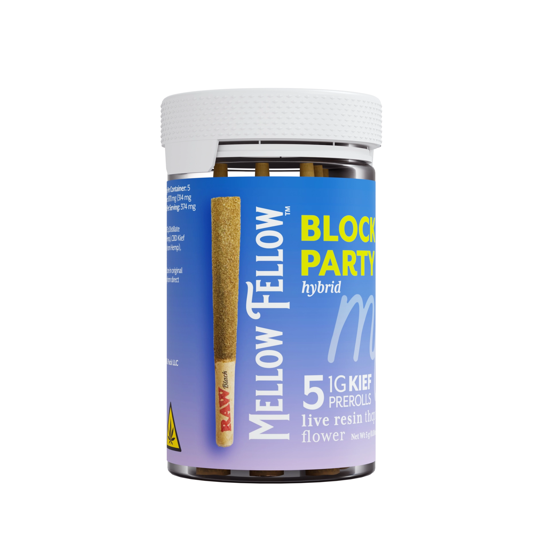 Mellow Fellow Block Party 5g THCp Kief Pre-Rolls (5 Pack) package