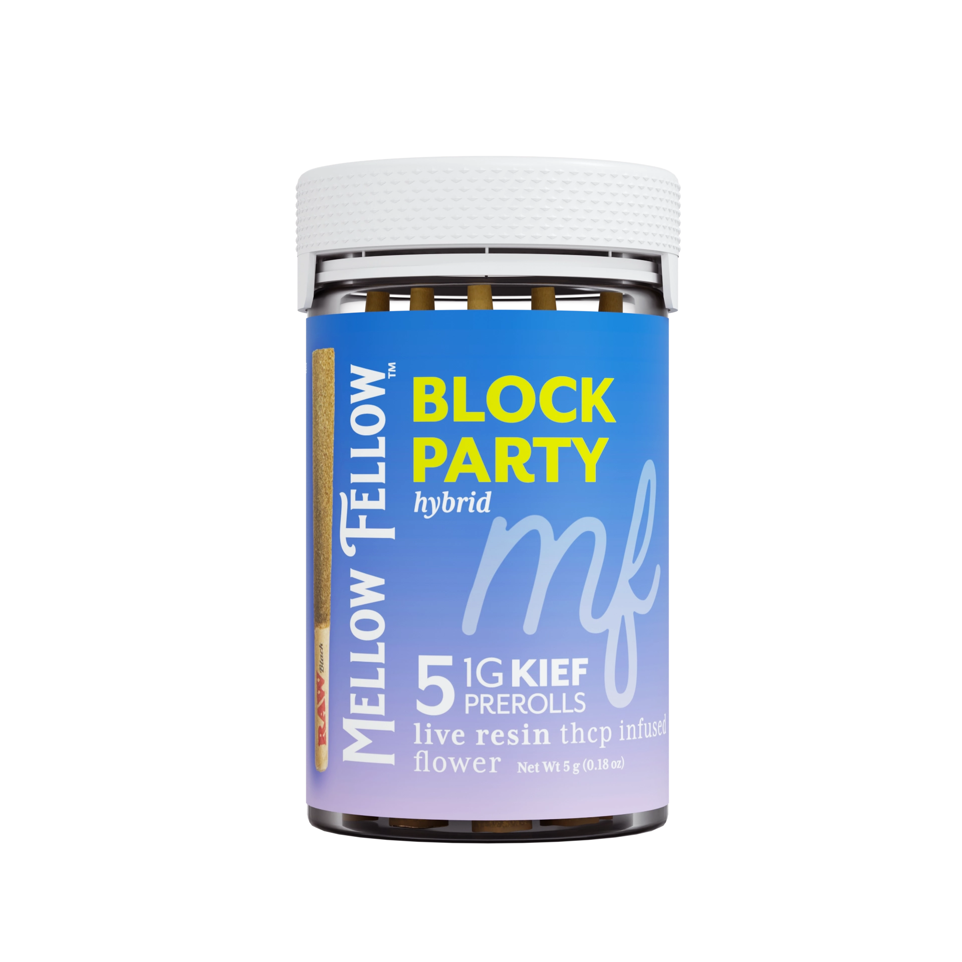 Mellow Fellow Block Party 5g THCp Kief Pre-Rolls (5 Pack) package