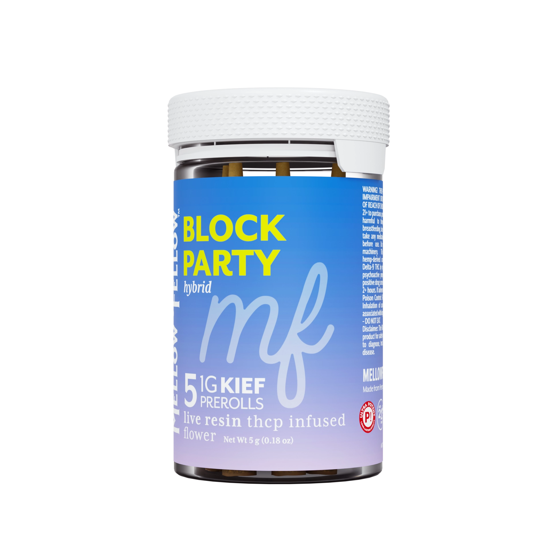 Mellow Fellow Block Party 5g THCp Kief Pre-Rolls (5 Pack) package