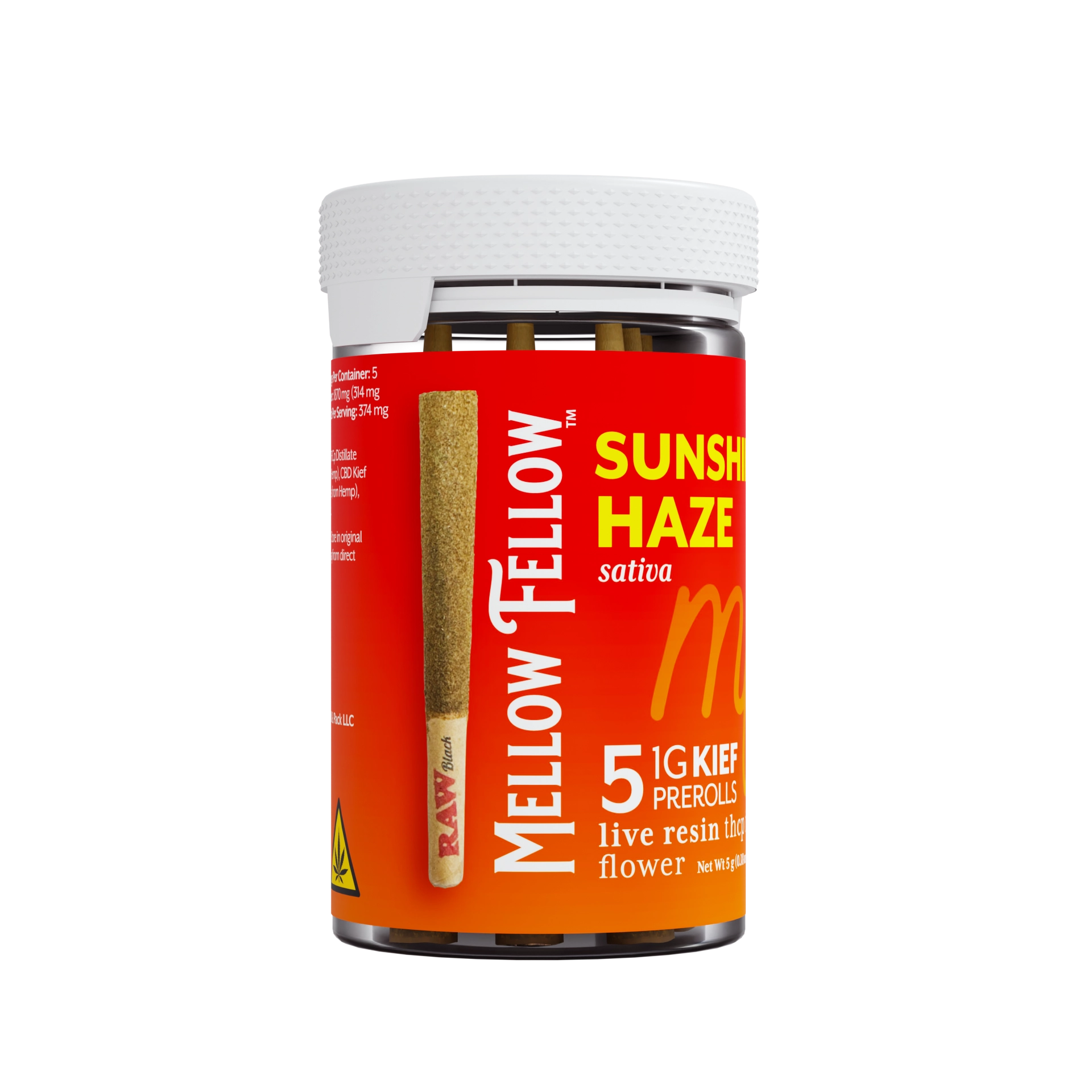 Mellow Fellow Sunshine Haze 5g THCp Kief Pre-Rolls (5 Pack) package