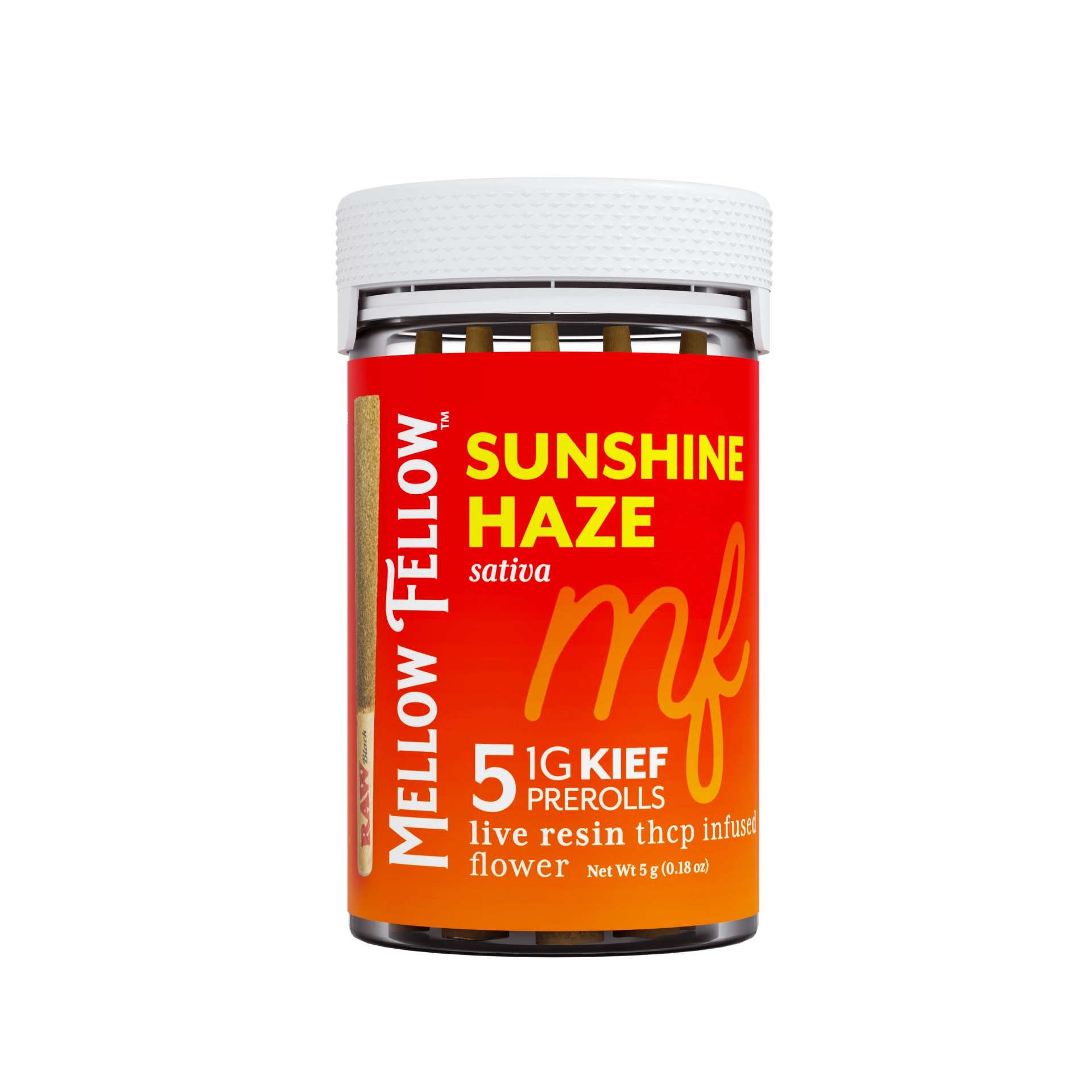 Mellow Fellow Sunshine Haze 5g THCp Kief Pre-Rolls (5 Pack) package