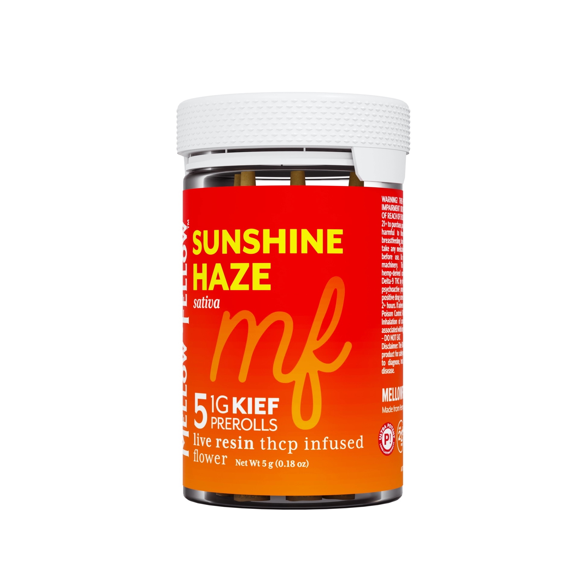 Mellow Fellow Sunshine Haze 5g THCp Kief Pre-Rolls (5 Pack) package