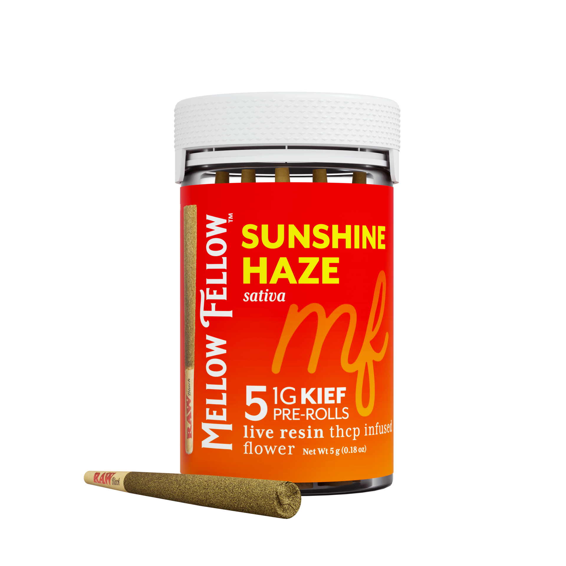 Mellow Fellow Sunshine Haze 5g THCp Kief Pre-Rolls (5 Pack) package