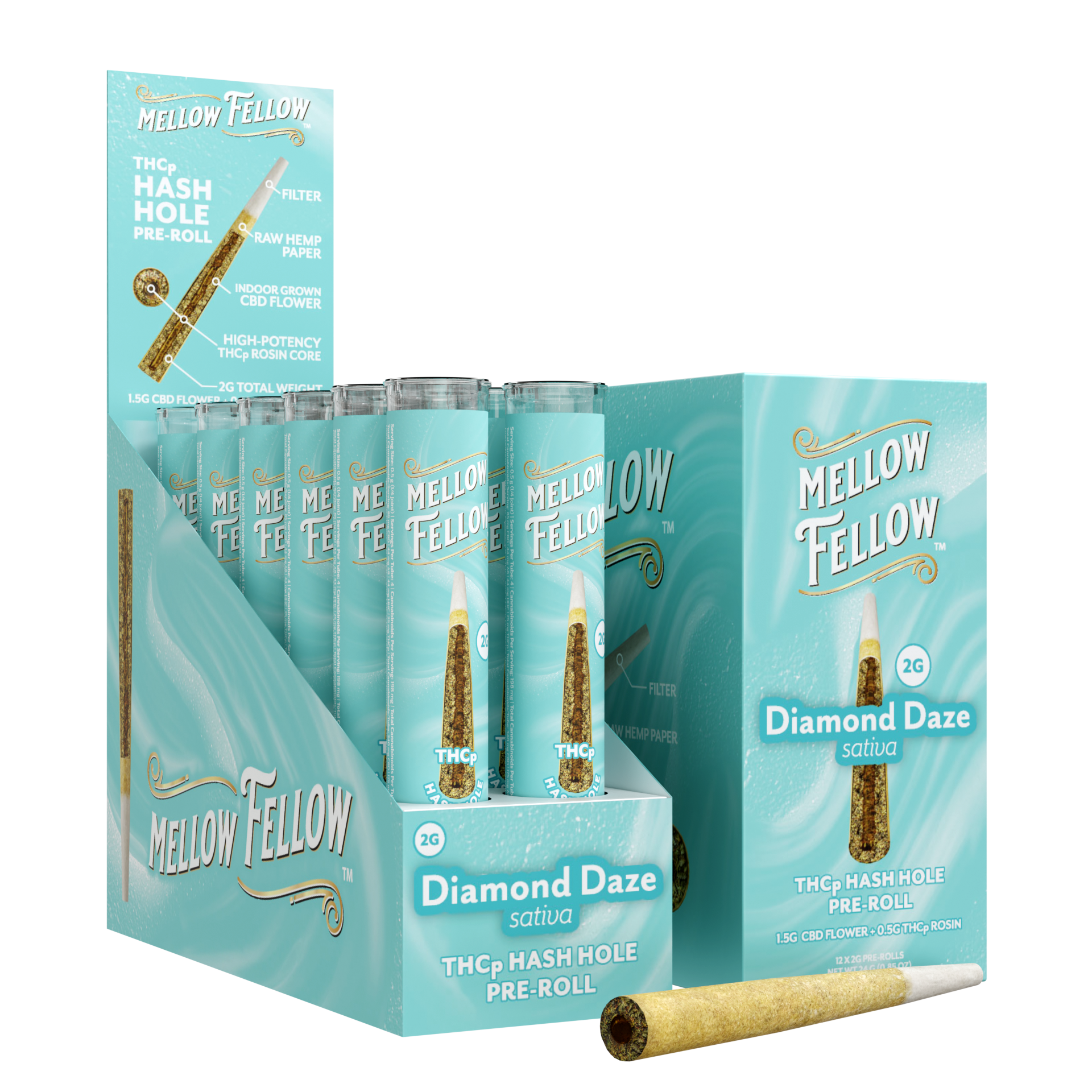 Mellow Fellow Diamond Daze 2g THCp Hash Hole Pre-Roll